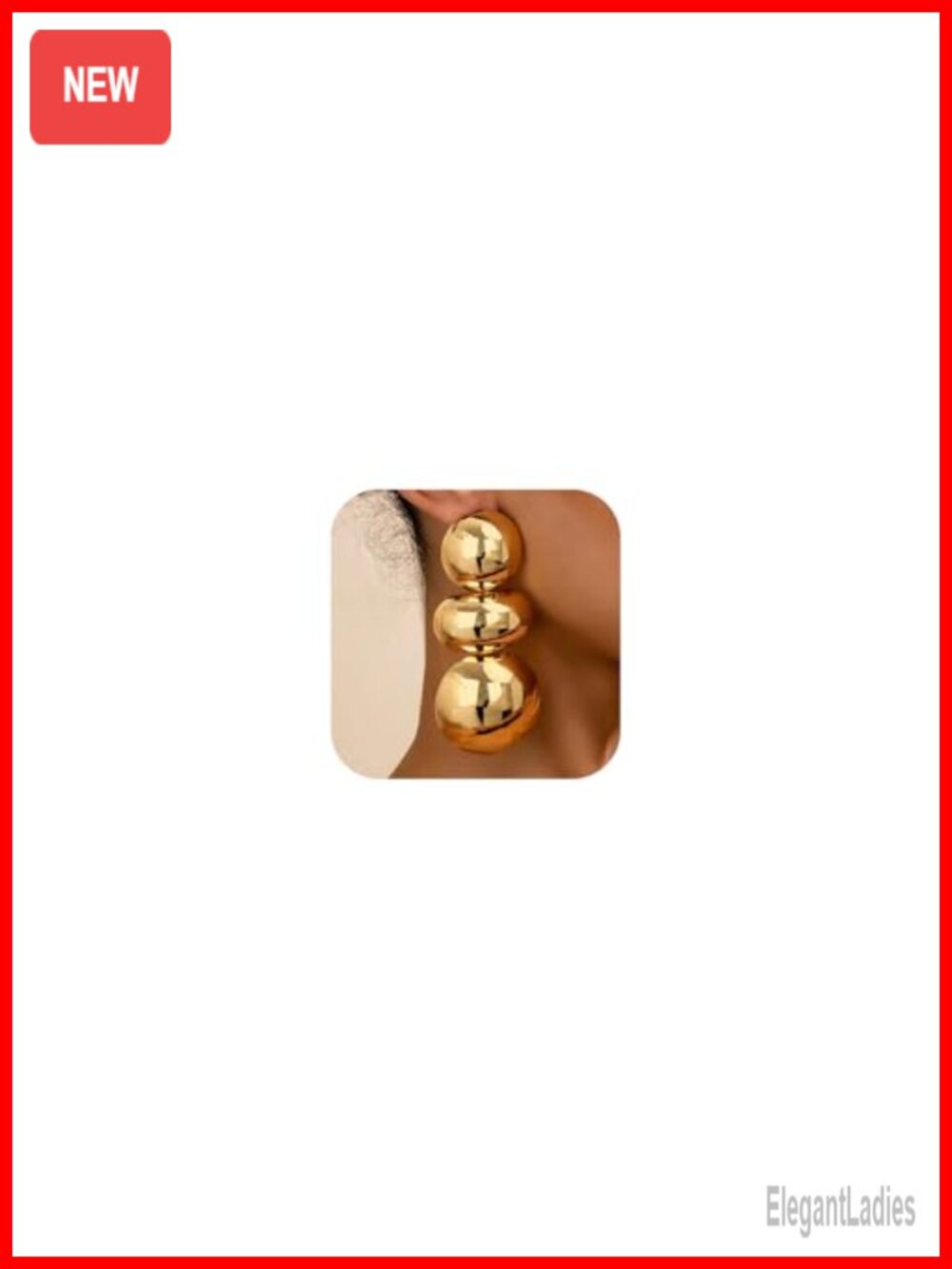 Oversized Gold Plated Ball Statement Earrings Chunky Lightweight Dangle
